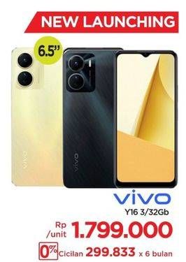 Promo Harga Vivo Y16 Smartphone 3+32 GB  - Lotte Grosir