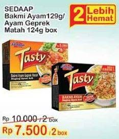 Promo Harga SEDAAP Tasty Bakmi Ayam, Ayam Geprek Matah per 2 box - Indomaret