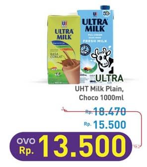Promo Harga Ultra Milk Susu UHT Coklat, Full Cream 1000 ml - Hypermart