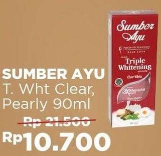 Promo Harga SUMBER AYU Sabun Sirih Triple Whitening Pearly, Triple Whitening Clear 90 ml - Alfamart
