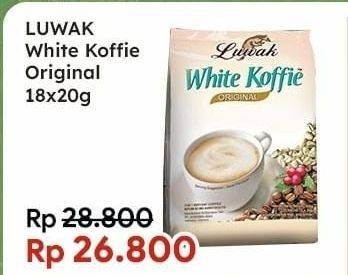 Promo Harga Luwak White Koffie Original per 18 sachet 20 gr - Indomaret