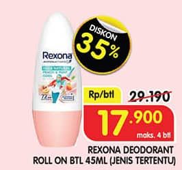Promo Harga Rexona Deo Roll On 45 ml - Superindo