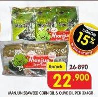 Promo Harga Manjun Seaweed Olive Oil, Corn Oil Laver per 3 pcs 4 gr - Superindo