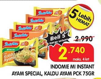 Promo Harga Indomie Mi Kuah Ayam Spesial, Kaldu Ayam 65 gr - Superindo