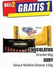 Promo Harga CHOCOLATOS Grande 66 g/GERY Saluut Malkist Cheese 110 g  - Hari Hari