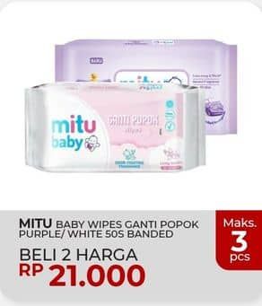 Promo Harga Mitu Baby Wipes Ganti Popok Purple Playful Fressia, White Lively Vanilla 50 pcs - Yogya