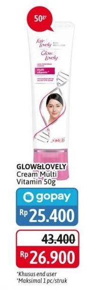Promo Harga GLOW & LOVELY (FAIR & LOVELY) Multivitamin Cream 50 gr - Alfamidi