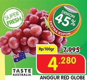 Promo Harga Anggur Red Globe per 100 gr - Superindo