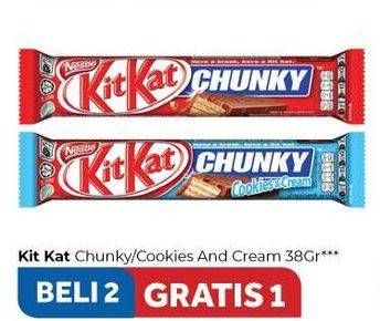 Promo Harga KIT KAT Chunky Original, Cookies Cream 38 gr - Carrefour