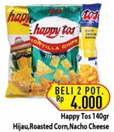 Promo Harga Happy Tos Tortilla Chips Hijau, Jagung Bakar/Roasted Corn, Nacho Cheese 140 gr - Hypermart