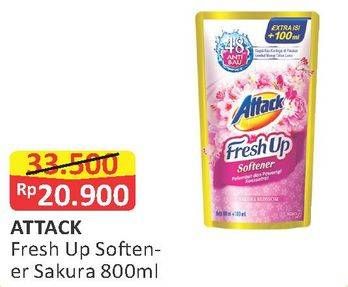 Promo Harga ATTACK Fresh Up Softener Sakura Blossom 800 ml - Alfamart