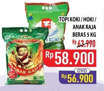 Promo Harga TOPI KOKI/ HOKI/ ANAK RAJA Beras 5kg  - Hypermart