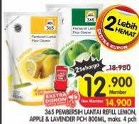Promo Harga 365 Pembersih Lantai Lemon, Apel, Lavender 800 ml - Superindo