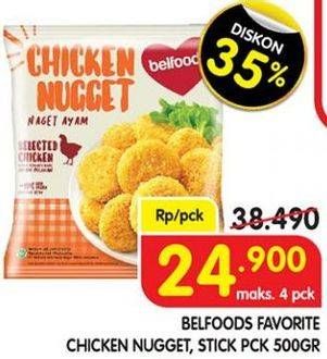 Promo Harga BELFOODS Nugget Chicken Nugget Stick, Chicken Nugget 500 gr - Superindo