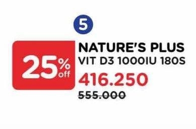 Promo Harga Natures Plus Vitamin D3 1000IU  - Watsons