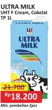 Promo Harga Ultra Milk Susu UHT Full Cream, Coklat 1000 ml - Alfamart