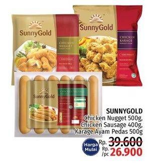 Promo Harga SUNNY GOLD Chicken Nugget 500gr/Chicken Sausage 400gr/Karage Ayam Pedas 500gr  - LotteMart