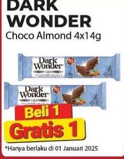 Promo Harga Dark Wonder Chocolate Almond 56 gr - Alfamart