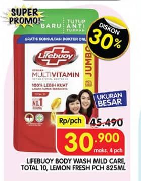 Promo Harga Lifebuoy Body Wash Mild Care, Total 10, Lemon Fresh 850 ml - Superindo