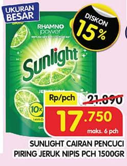 Promo Harga Sunlight Pencuci Piring Jeruk Nipis 100 1500 ml - Superindo