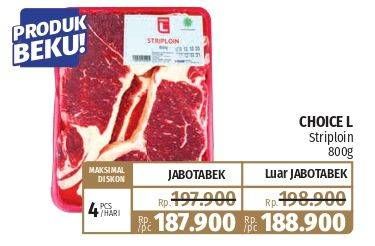 Promo Harga Choice L Striploin 800 gr - Lotte Grosir