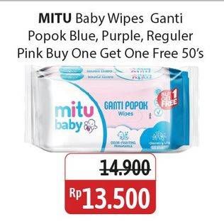 Promo Harga Mitu Baby Wipes Ganti Popok Blue Charming Lily, Pink Sweet Rose, Purple Playful Fressia 50 pcs - Alfamidi