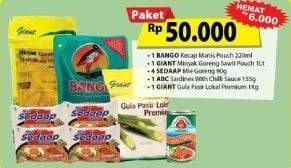 Promo Harga Giant Minyak Goreng+Bango Kecap Manis+Giant Gula Pasir+ABC Sardines+4 Sedaap Mie  - Giant