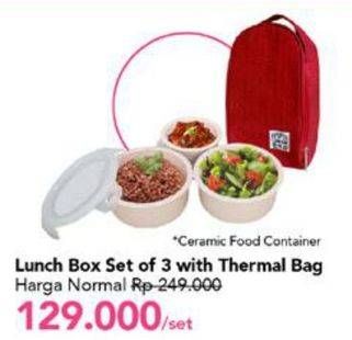Promo Harga Lunch Box With Thermal Bag 3 pcs - Carrefour