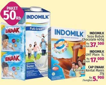 Promo Harga Paket 50rb (Indomilk Susu Bubuk + Indomilk UHT + Cap Enaak)  - LotteMart