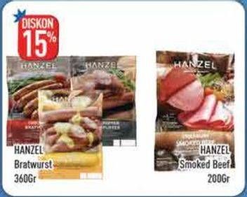 Promo Harga HANZEL Bratwurst 360gr/Smoked Beef 200gr  - Hypermart