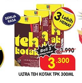 Promo Harga Ultra Teh Kotak All Variants 300 ml - Superindo
