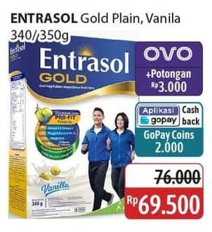 Promo Harga Entrasol Gold Susu Bubuk Vanilla, Plain 370 gr - Alfamidi