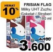 Promo Harga FRISIAN FLAG Susu UHT Milky Zuzhu, Chocolate, Strawberry 180 ml - Giant