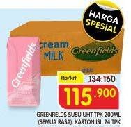 Promo Harga GREENFIELDS UHT Strawberry per 24 pcs 250 ml - Superindo