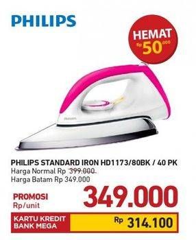 Promo Harga PHILIPS HD 1173 | Dry Iron 40/PK  - Carrefour