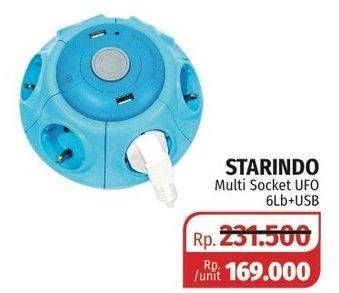 Promo Harga STARINDO Box Cable Multi Socket UFO 6 Lubang + USB  - Lotte Grosir