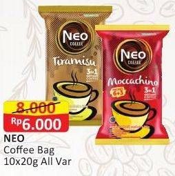 Promo Harga Neo Coffee 3 in 1 Instant Coffee All Variants per 10 sachet 20 gr - Alfamart