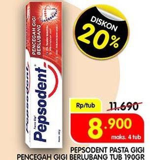 Promo Harga PEPSODENT Pasta Gigi Pencegah Gigi Berlubang White 190 gr - Superindo