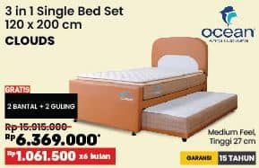 Promo Harga Ocean Clouds 3 in 1 Super Single Bed Set 120 X 200 Cm  - COURTS