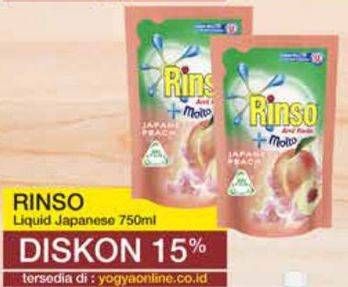 Promo Harga RINSO Liquid Detergent + Molto Japanese Peach 750 ml - Yogya