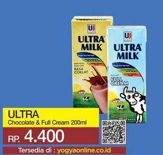 Promo Harga ULTRA MILK Susu UHT Coklat, Full Cream 200 ml - Yogya