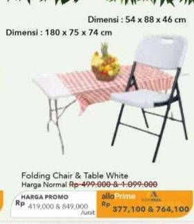 Promo Harga Folding Table White  - Carrefour