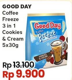 Promo Harga Good Day Coffee Freeze Cookies N Cream per 5 sachet 30 gr - Indomaret