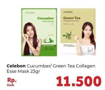 Promo Harga CELEBON Collagen Essence Mask Cucumber, Green Tea  - Carrefour