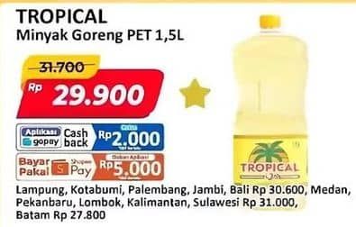 Promo Harga Tropical Minyak Goreng 1500 ml - Alfamart