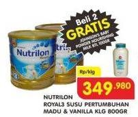 Promo Harga NUTRILON Royal 3 Susu Pertumbuhan Vanilla, Madu 800 gr - Superindo