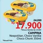 Promo Harga Campina Ice Cream Neapolitan, Chocolate Vanilla Choco Chunk 350 ml - Alfamidi