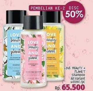 Promo Harga LOVE BEAUTY AND PLANET Shampoo All Variants 400 ml - LotteMart