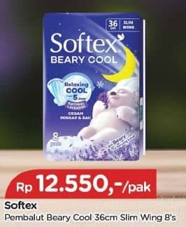 Promo Harga Softex Beary Cool Pembalut Wanita Natural Lavender  Wing 36cm 8 pcs - TIP TOP