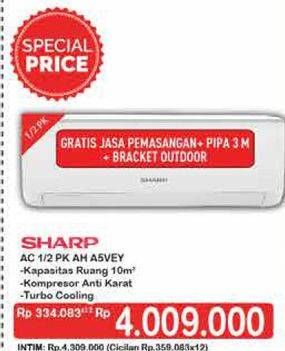 Promo Harga Sharp AH-A5VEY | AC 1/2PK  - Hypermart